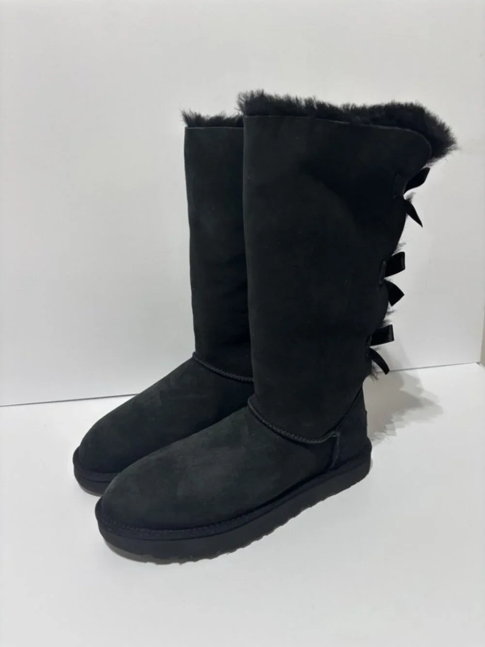 UGG Women’s Bailey Bow Tall II Black Winter Boots, Size 9 M
